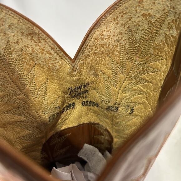 Vintage Tony Lama Leather Cowboy Boots Gold Label “Brown” main image 9